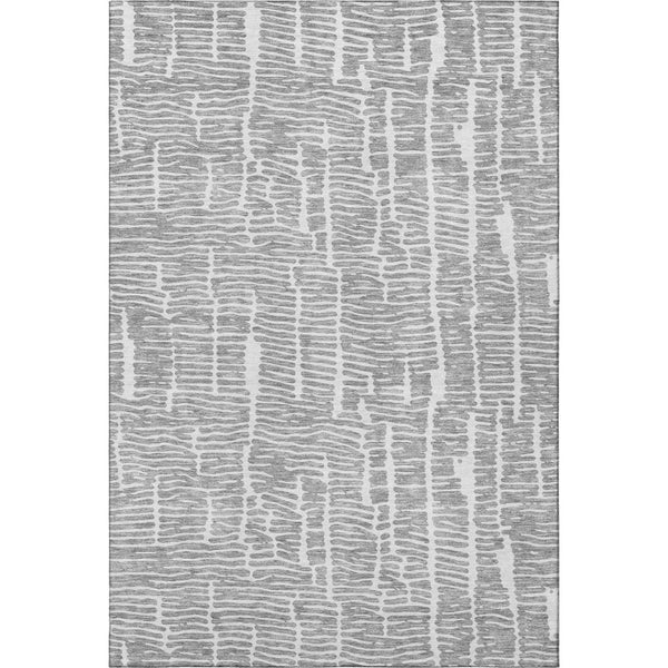 HomeRoots 5' X 8' Versatile Gray and Ivory Vermicular Area Rug - Stain Resistant, UV Protected, Easy Care Design 666856