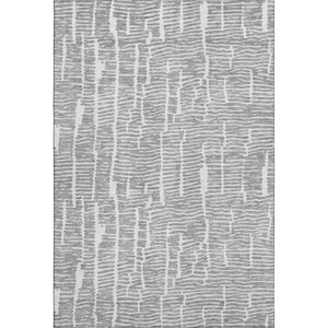 HomeRoots 8' X 10' Gray and Ivory Vermicular Area Rug – Washable, UV Protected, Stylish, and Durable for Homes 666858