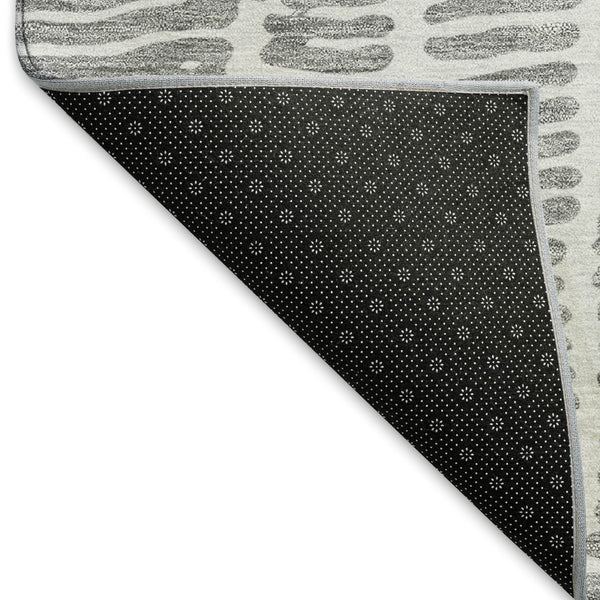 HomeRoots 8' X 10' Gray and Ivory Vermicular Area Rug – Washable, UV Protected, Stylish, and Durable for Homes 666858