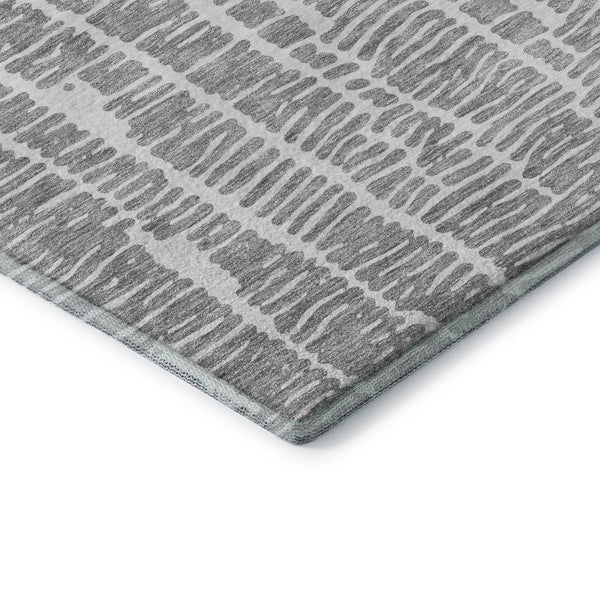HomeRoots 8' X 10' Gray and Ivory Vermicular Area Rug – Washable, UV Protected, Stylish, and Durable for Homes 666858