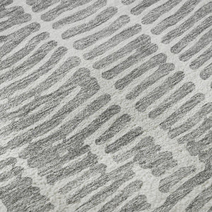 HomeRoots 8' X 10' Gray and Ivory Vermicular Area Rug – Washable, UV Protected, Stylish, and Durable for Homes 666858