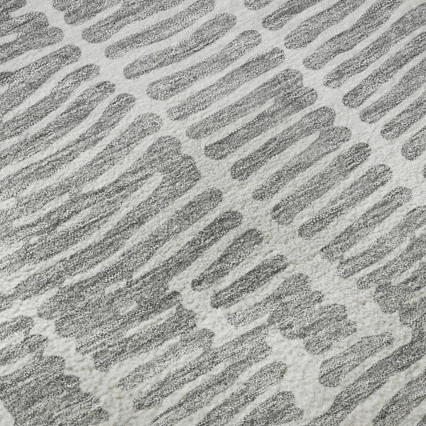 HomeRoots 8' X 10' Gray and Ivory Vermicular Area Rug – Washable, UV Protected, Stylish, and Durable for Homes 666858