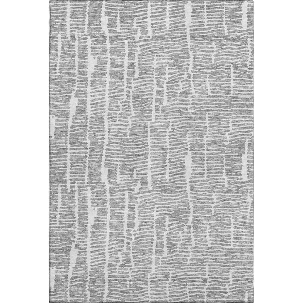 HomeRoots 10' X 14' Gray and Ivory Area Rug - Washable, UV Protected, Stain-Resistant, Perfect for High-Traffic Spaces 666860