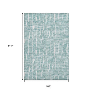 HomeRoots 9' X 12' Teal and Ivory Washable Area Rug with UV Protection - Durable, Stylish & Easy to Clean! 666865