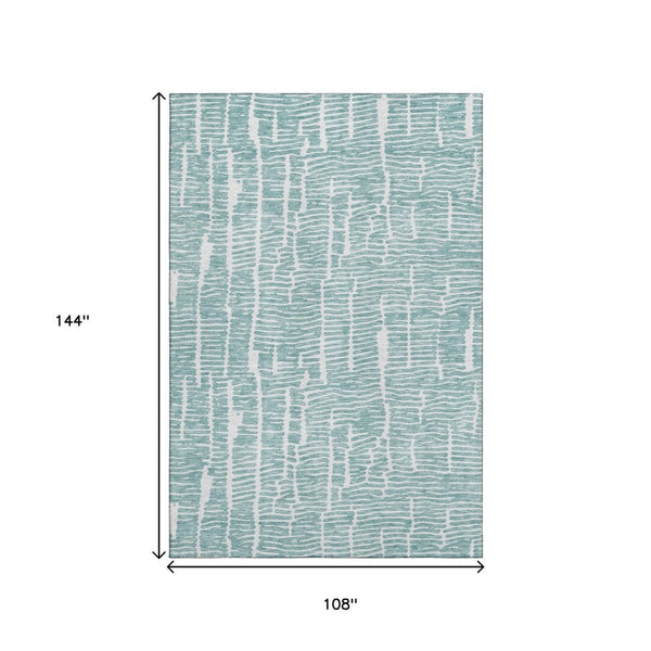 HomeRoots 9' X 12' Teal and Ivory Washable Area Rug with UV Protection - Durable, Stylish & Easy to Clean! 666865