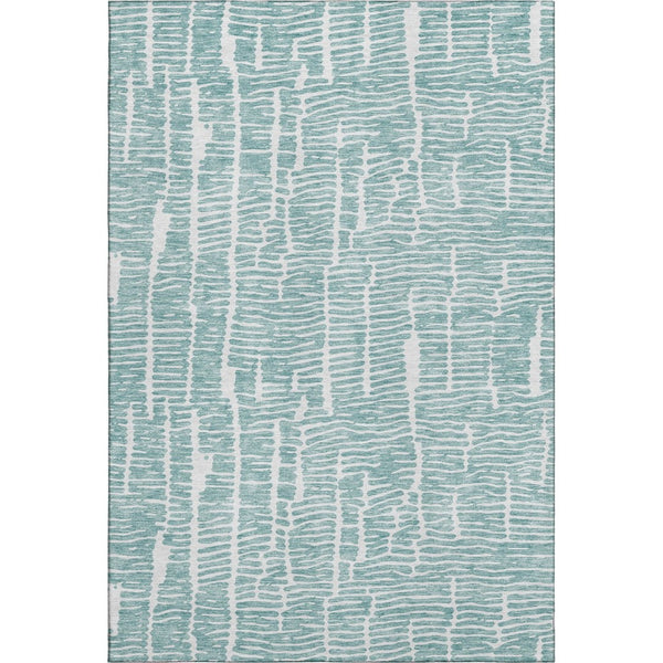 HomeRoots 9' X 12' Teal and Ivory Washable Area Rug with UV Protection - Durable, Stylish & Easy to Clean! 666865