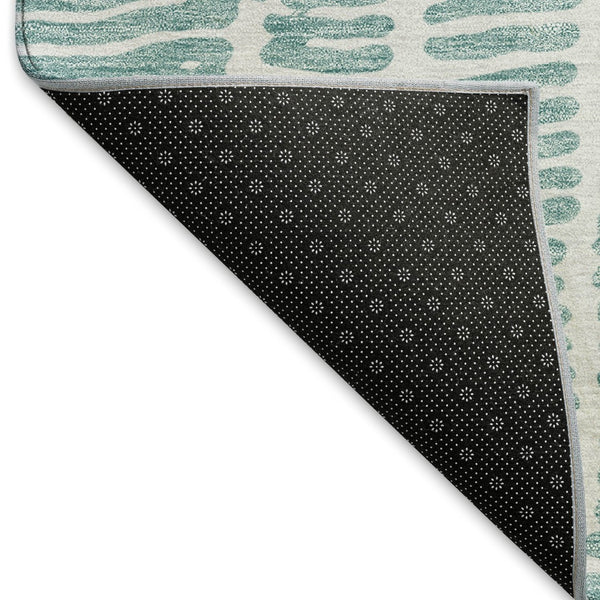 HomeRoots 9' X 12' Teal and Ivory Washable Area Rug with UV Protection - Durable, Stylish & Easy to Clean! 666865