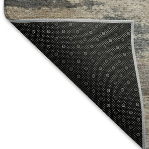 HomeRoots 9' X 12' Abstract Gray Beige Ivory Washable Area Rug - Durable, Stain-Resistant, UV Protected Design 666871