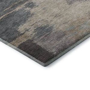 HomeRoots 9' X 12' Abstract Gray Beige Ivory Washable Area Rug - Durable, Stain-Resistant, UV Protected Design 666871