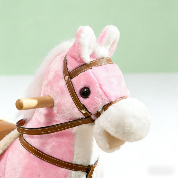 English Elm Rocking Horse Plush Ride on Toy with Music Soft Padded Body for Kids Playroom Fun T3971P442341