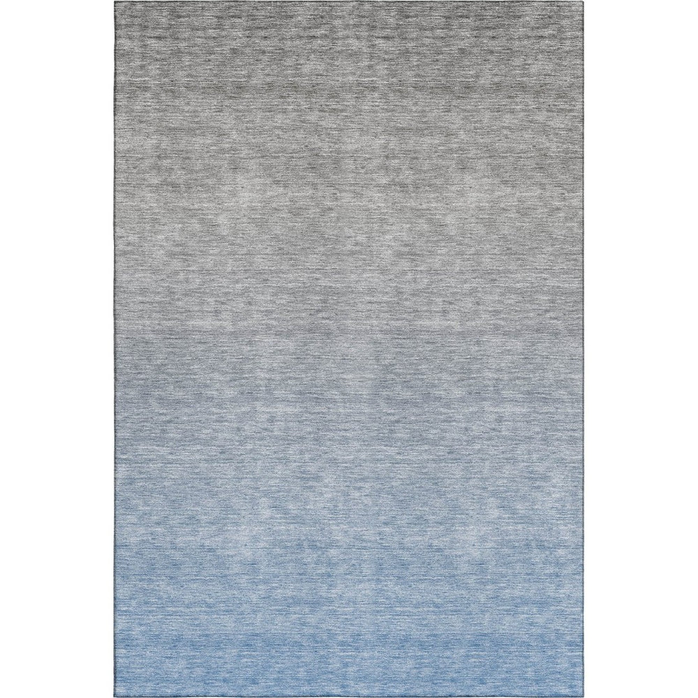 HomeRoots 5' X 8' Blue-Gray Ombre Area Rug - Washable, UV-Protected, Soft Design for Modern Homes & Pets 666892
