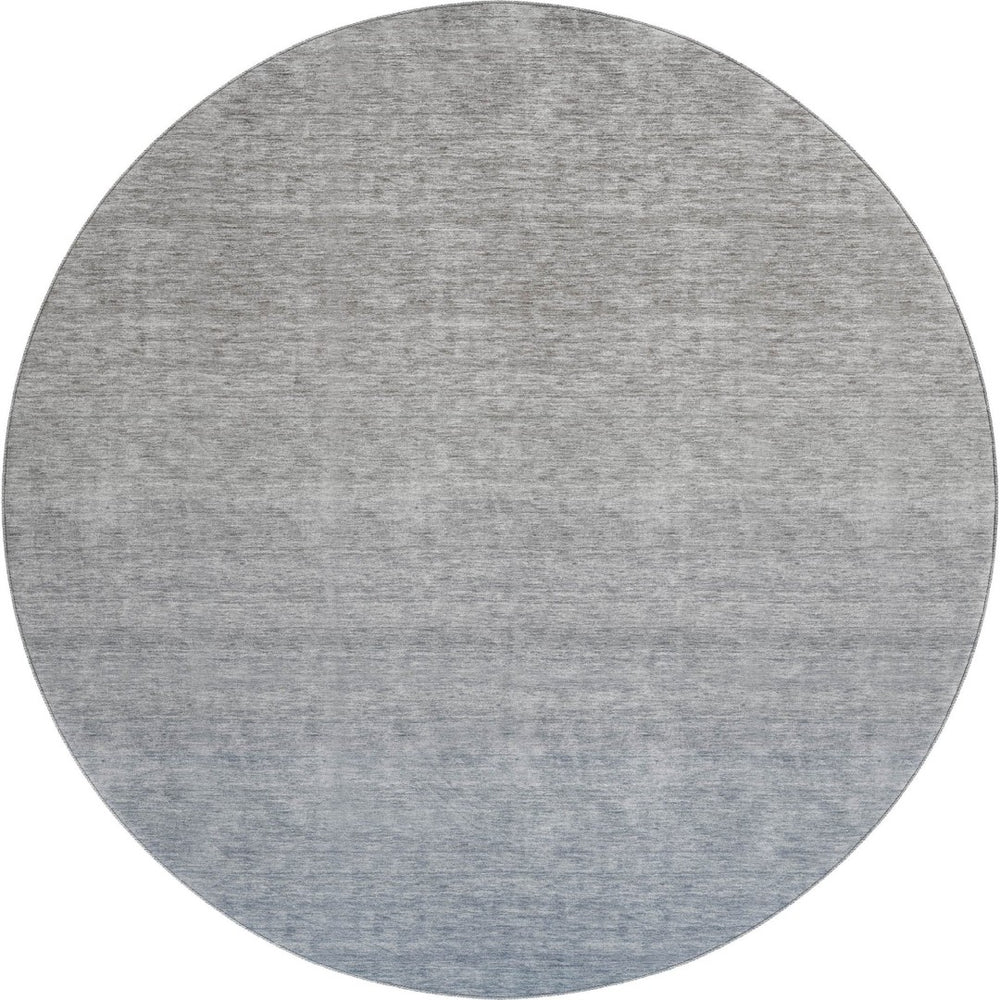 HomeRoots 8' Blue and Gray Ombre Round Rug – Washable, UV Protected, Durable, Perfect for Modern Spaces! 666893