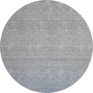 HomeRoots 8' Blue and Gray Ombre Round Rug – Washable, UV Protected, Durable, Perfect for Modern Spaces! 666893