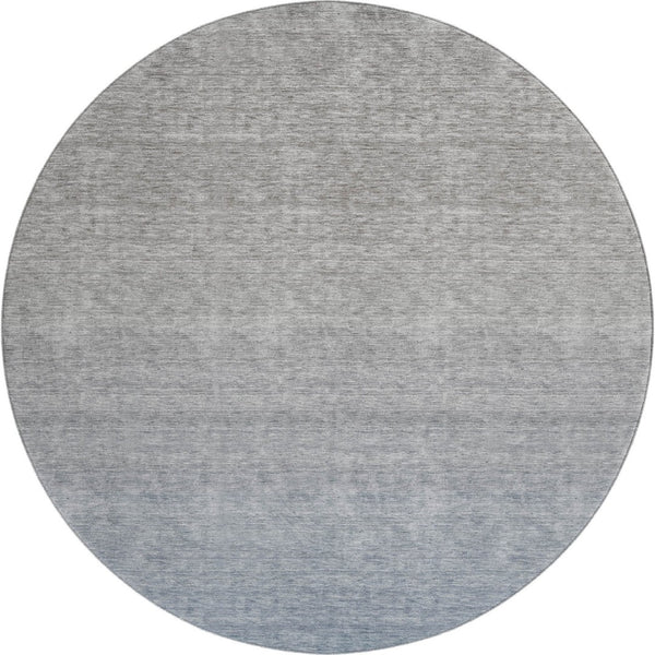 HomeRoots 8' Blue and Gray Ombre Round Rug – Washable, UV Protected, Durable, Perfect for Modern Spaces! 666893