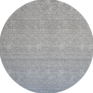 HomeRoots 8' Blue and Gray Ombre Round Rug – Washable, UV Protected, Durable, Perfect for Modern Spaces! 666893