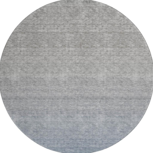 HomeRoots 8' Blue and Gray Ombre Round Rug – Washable, UV Protected, Durable, Perfect for Modern Spaces! 666893