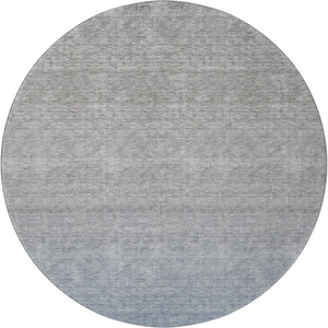 HomeRoots 8' Blue and Gray Ombre Round Rug – Washable, UV Protected, Durable, Perfect for Modern Spaces! 666893