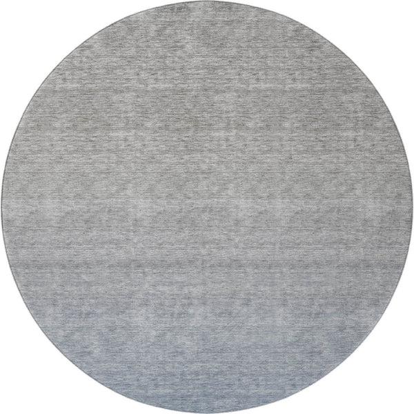 HomeRoots 8' Blue and Gray Ombre Round Rug – Washable, UV Protected, Durable, Perfect for Modern Spaces! 666893