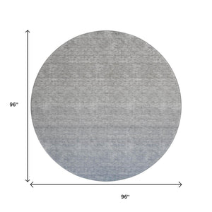 HomeRoots 8' Blue and Gray Ombre Round Rug – Washable, UV Protected, Durable, Perfect for Modern Spaces! 666893