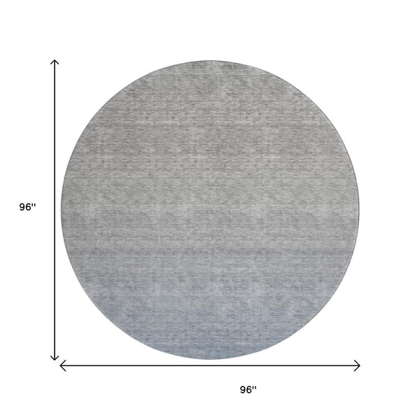 HomeRoots 8' Blue and Gray Ombre Round Rug – Washable, UV Protected, Durable, Perfect for Modern Spaces! 666893