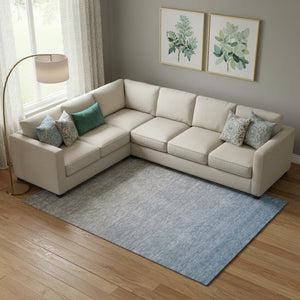 HomeRoots 8' X 10' Blue and Gray Ombre Washable Area Rug – Stylish, Durable, UV Protected for Modern Living Spaces 666894
