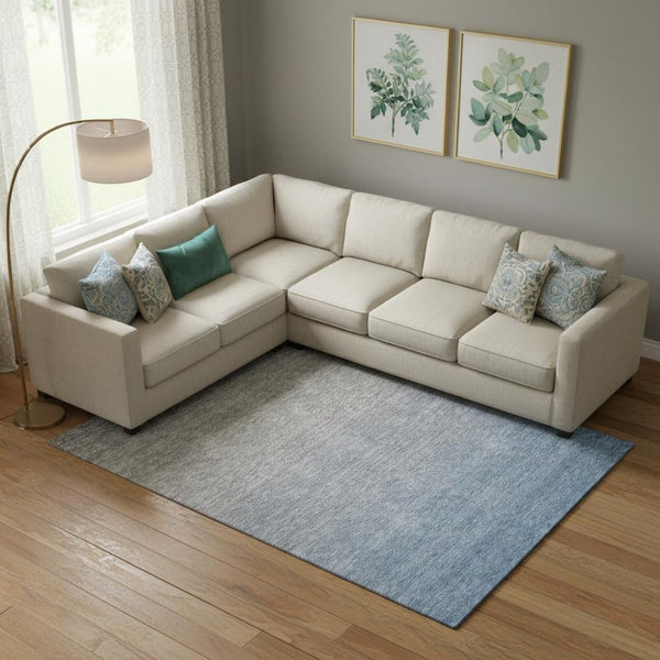 HomeRoots 8' X 10' Blue and Gray Ombre Washable Area Rug – Stylish, Durable, UV Protected for Modern Living Spaces 666894