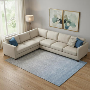 HomeRoots 9' X 12' Stylish Blue and Gray Ombre Area Rug – Washable, UV Protected, Stain Resistant for Homes 666895