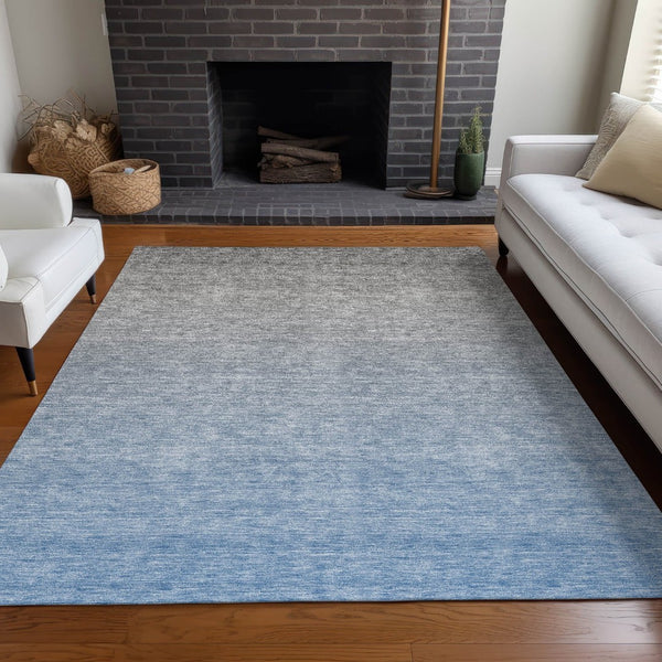 HomeRoots 10' Blue and Gray Ombre Washable Area Rug with UV Protection – Perfect for Modern Living Spaces! 666896