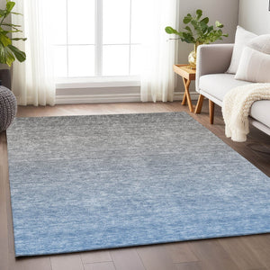 HomeRoots 10' Blue and Gray Ombre Washable Area Rug with UV Protection – Perfect for Modern Living Spaces! 666896