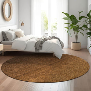 HomeRoots 8' Chocolate and Gray Ombre Round Rug – Washable, Durable, UV-Protected for Stylish Everyday Living 666899