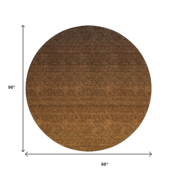 HomeRoots 8' Chocolate and Gray Ombre Round Rug – Washable, Durable, UV-Protected for Stylish Everyday Living 666899