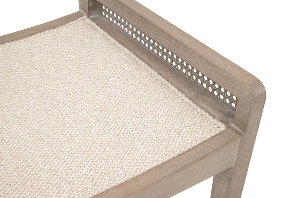 Essentials for Living Leone Oak Frame Rattan Cane Back Counter Stool with Linen Cushion for Kitchen 6668CS.LGLIN/NG
