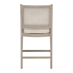 Essentials for Living Leone Oak Frame Rattan Cane Back Counter Stool with Linen Cushion for Kitchen 6668CS.LGLIN/NG