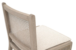 Essentials for Living Leone Oak Frame Rattan Cane Back Counter Stool with Linen Cushion for Kitchen 6668CS.LGLIN/NG