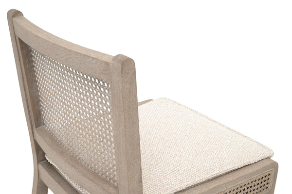 Essentials for Living Leone Oak Frame Rattan Cane Back Counter Stool with Linen Cushion for Kitchen 6668CS.LGLIN/NG