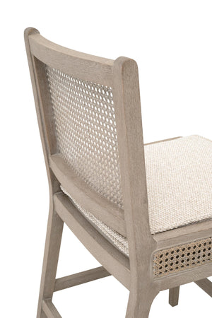 Essentials for Living Leone Oak Frame Rattan Cane Back Counter Stool with Linen Cushion for Kitchen 6668CS.LGLIN/NG