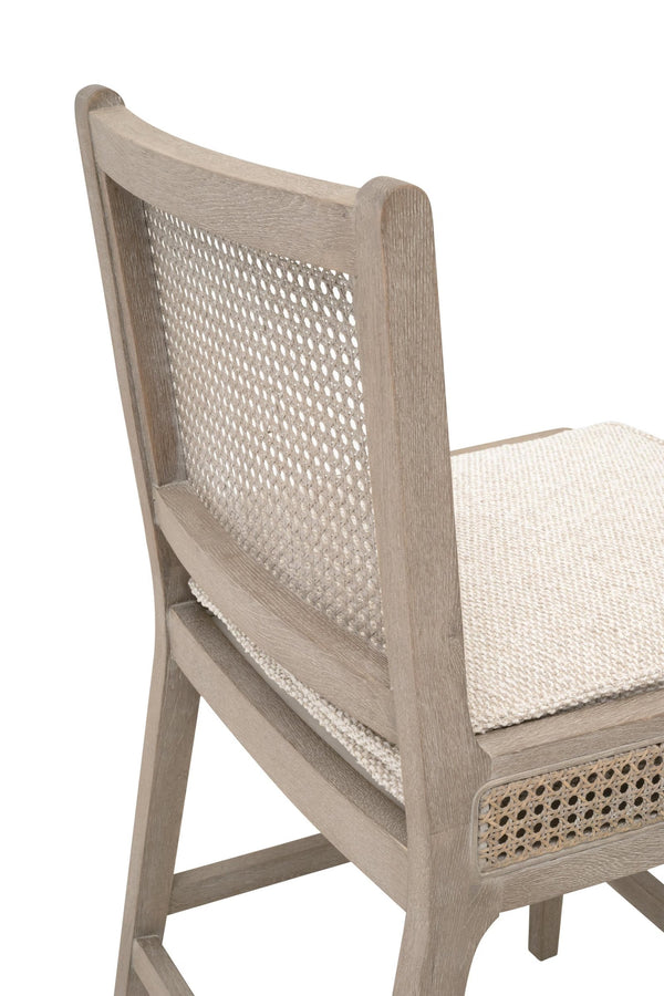 Essentials for Living Leone Oak Frame Rattan Cane Back Counter Stool with Linen Cushion for Kitchen 6668CS.LGLIN/NG