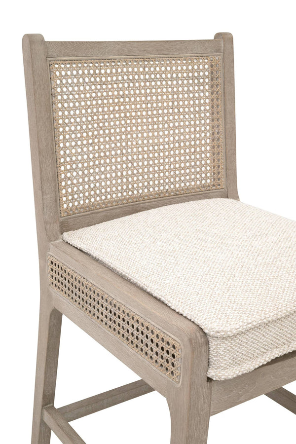 Essentials for Living Leone Oak Frame Rattan Cane Back Counter Stool with Linen Cushion for Kitchen 6668CS.LGLIN/NG
