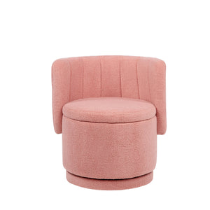 English Elm 360 Swivel Bouclé Sofa Chair with Hidden Storage Compartment, Ergonomic Plush Cushioning for Cozy Living Spaces Pink 28.75 L x 28 W x 20.5 H W1716P196479