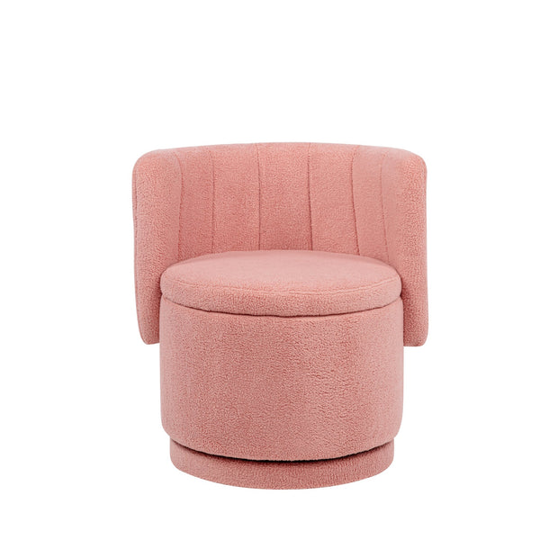 English Elm 360 Swivel Bouclé Sofa Chair with Hidden Storage Compartment, Ergonomic Plush Cushioning for Cozy Living Spaces Pink 28.75 L x 28 W x 20.5 H W1716P196479