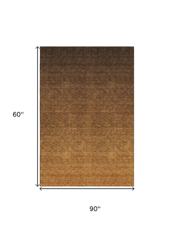 HomeRoots 8' X 10' Ombre Area Rug in Chocolate and Gray - Washable, UV Protected, Durable for Busy Homes 666900