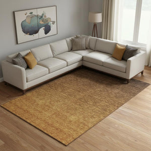 HomeRoots 8' X 10' Ombre Area Rug in Chocolate and Gray - Washable, UV Protected, Durable for Busy Homes 666900