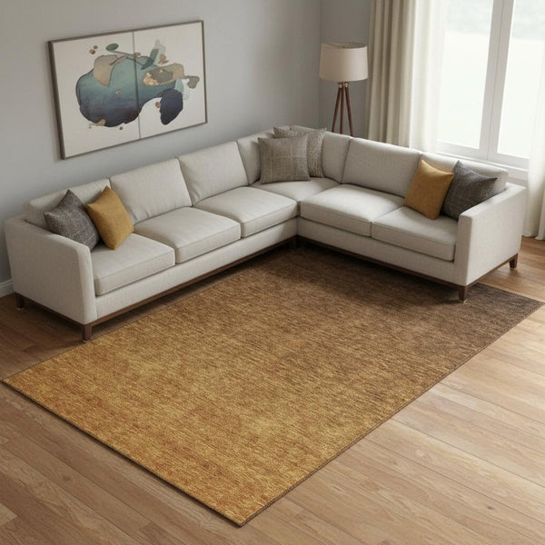 HomeRoots 8' X 10' Ombre Area Rug in Chocolate and Gray - Washable, UV Protected, Durable for Busy Homes 666900