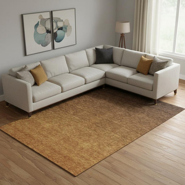 HomeRoots 10' X 14' Chocolate to Gray Ombre Washable Area Rug - UV Protected, Stain Resistant, Modern Style 666902