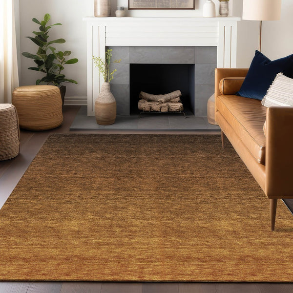 HomeRoots 10' X 14' Chocolate to Gray Ombre Washable Area Rug - UV Protected, Stain Resistant, Modern Style 666902