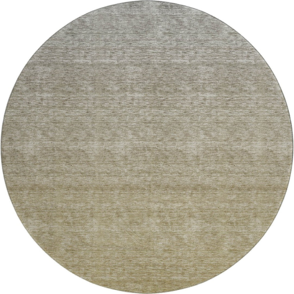 HomeRoots 8' Gold and Beige Ombre Round Rug - Washable, UV-Protected, Durable, Stylish for High-Traffic Areas 666905