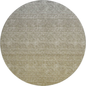 HomeRoots 8' Gold and Beige Ombre Round Rug - Washable, UV-Protected, Durable, Stylish for High-Traffic Areas 666905