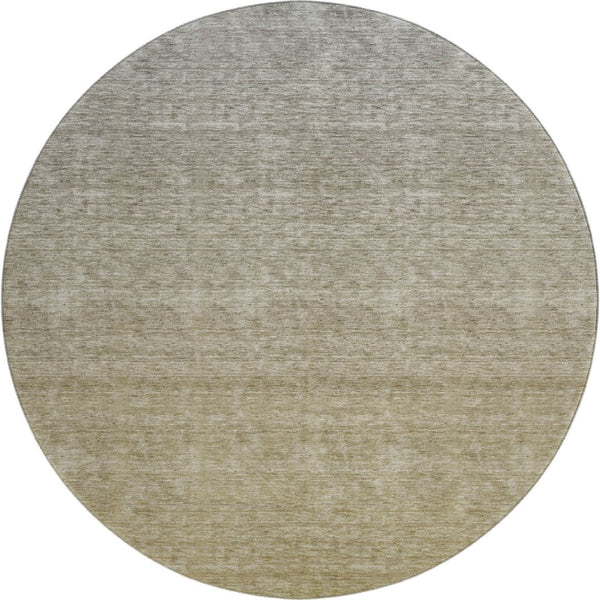 HomeRoots 8' Gold and Beige Ombre Round Rug - Washable, UV-Protected, Durable, Stylish for High-Traffic Areas 666905