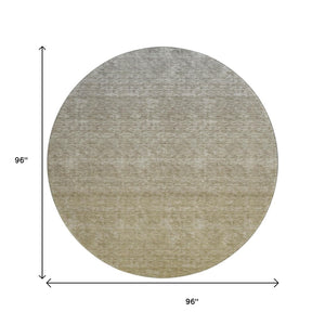 HomeRoots 8' Gold and Beige Ombre Round Rug - Washable, UV-Protected, Durable, Stylish for High-Traffic Areas 666905