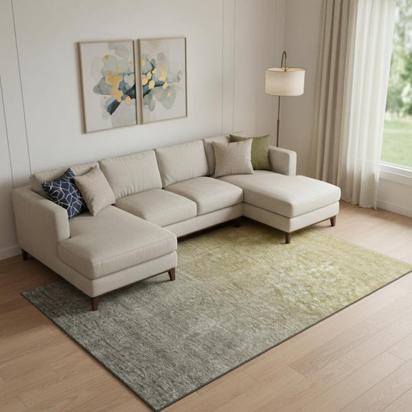 HomeRoots 8' X 10' Gold and Beige Ombre Area Rug - Stylish, Washable, UV-Protected for Homes with Kids & Pets 666906